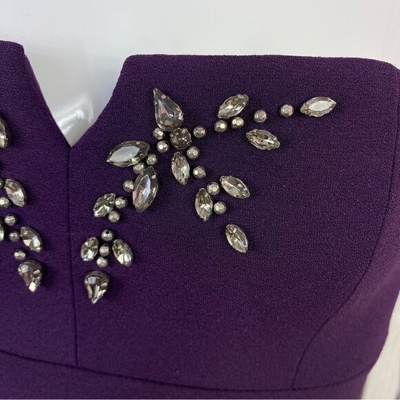 Max and Cleo Rhinestone Detail Strapless Sheath Dress Purple 2 - Picture 7 of 14